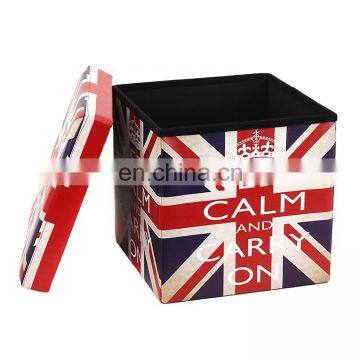 Customized factory price faux leather  pvc folding storage ottoman pouf  for resting room