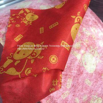 Spunlaced printed non-woven cloth