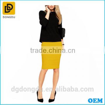 The latest fashion cheapset high waisted yellow bandage pencil skirt and midi skirt for office lady