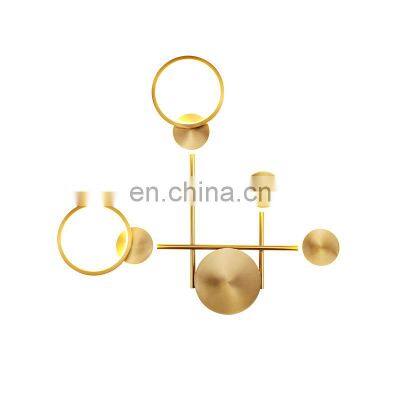 Hotel Corridor Personality Wall Lamp Luxury Black Gold Wall Sconce Indoor Aluminum Metal Rings Wall Light