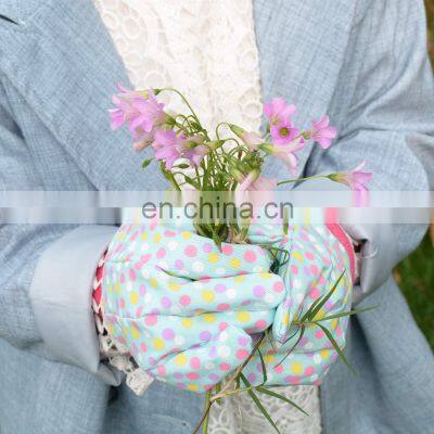 HANDLANDY In Stock Pink Floral Pattern Cotton Palm Anti-bite Garden Gloves for Kids Cotton Work Gloves