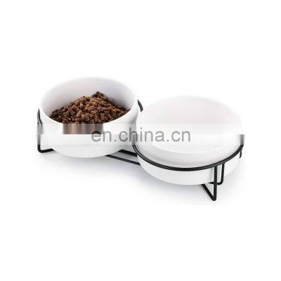 modern custom ceramic elevated raised pet supplies dog cat dish water food feeding Dish bowl with stand holder