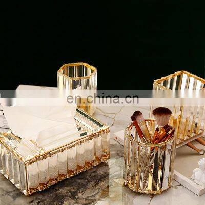 Tissue Box New Clear Home Decorative Container Luxury Gold Facial Car Holders Cover Metal Paper Glass Acrylic Tissue Box Crystal