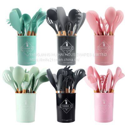 Eco-friendly Food Grade Gift Pack 12 Pcs Cooking Tools Kitchen Gadgets Silicone and Stainless Steel Kitchen Utensil Set