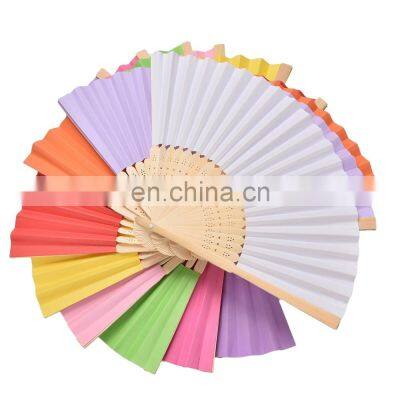 Wholesale Custom Color Bamboo Paper Folding Han Fans/ Vietnam Good Quality Paper Hand Fans Made of Bamboo Craft