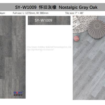 GKBM Greenpy SY-W1009 Waterproof Nostalgic Gray Oak 4mm Click Stone Plastic Composite SPC Flooring photo-3