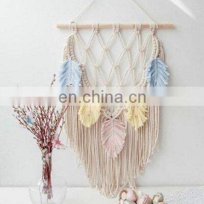 Artilady The New Listing Artilady Home Deco Decor Bedroom Boho Farmhouse Leaf Wall Hanging Macrame Tapestry Custom photo-3