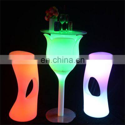 Modern colors changing coffee bar table/High night bar table and chairs set 16 color change wireless illuminated led table