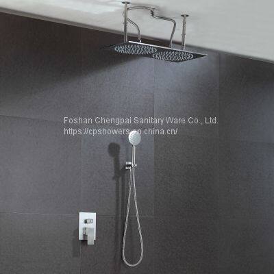 Shower set roud rainfall showerhead in 304 stainless steel LED lighting