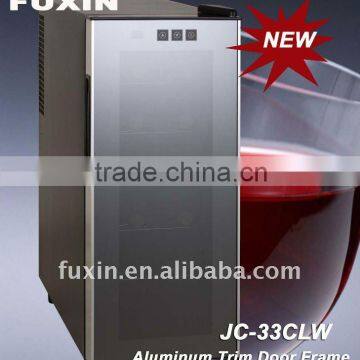 FUXIN:JC-33CLW.Table wine fridge hold 12 bottles/ Wine chiller with Aluminum trim Door Frame