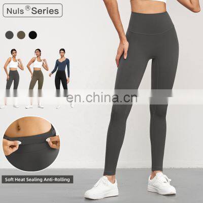 Women Soft Anti Rolling Yoga Four-Way Stretch Leggings Wholesale Gym High Waist Sports Pants 80nylon 20spandex