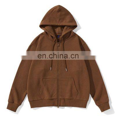 Heavyweight Men Streetwear Hoodies Full Zip High Quality Sweatshirts Custom Blank Cotton Oversized Hoodie Unisex photo-3