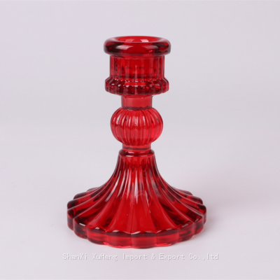 Rose Gold Crystal Decorative Candle Stand Centerpiece Clear Glass Candlestick Holder Red Taper Candle Holder