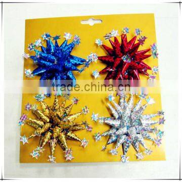 Colorful PET Fancy Ribbon Bow With Tips/Iridescent Luxury Bow Celebration Firework Bow/Colorful Firework Lade Bow photo-2