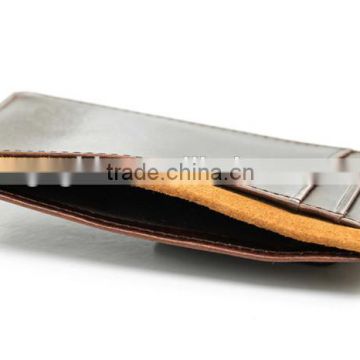 Rfid Blocking Crazy Horse Money Clip Card Holder with 4 Card Slot Leather Wallet