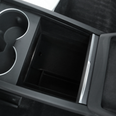 Organizador de console com revestimento fofo do Estilo B para o Tesla Model Y Juniper 2025 e Model 3 Highland, Tabuleiro de armazenamento feito sob medida