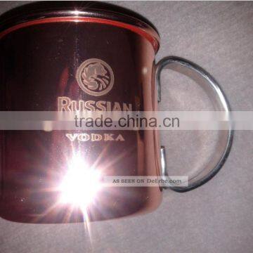 FDA CA65 16oz Copper Plated Beer Mugs Vodka Mug With Stainless Steel Easy Grip Handle With Black Laser Logo photo-2