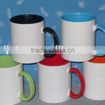 11oz blank sublimation ceramic mugs,colorful Interior & handle