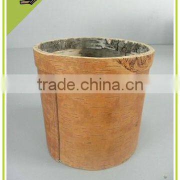 birch bark planter natural wood flower pot