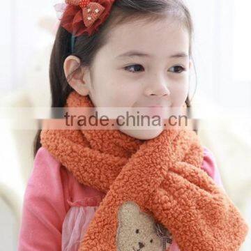Wholesale Sweet Cute Bear Flower Pattern Plain Fleece Fashion Baby Kids Girls Winter Scarf photo-4