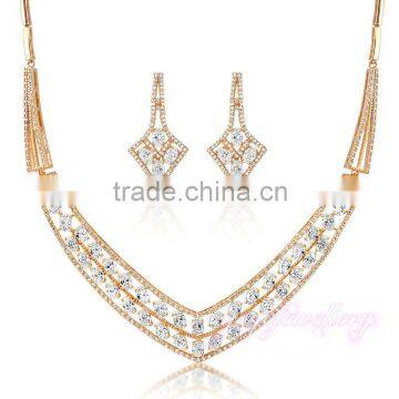 Shinning bridal wedding necklace african jewelry set 18k gold plated