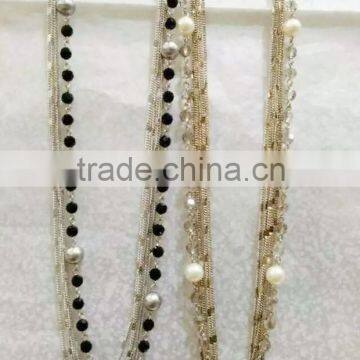 Beaded Necklace, Crystal Glass Beads On Chain Fashion Jewelry Metal Beaded Necklace , Necklace Jewelry 2015 Wholesale PT2101