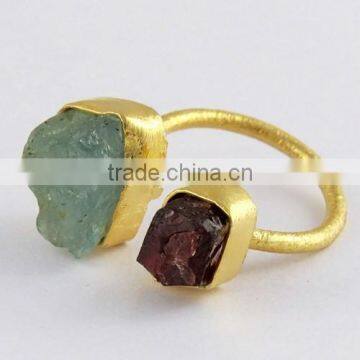 Amazing Rough Aquamarine Garnet Ring, Handmade Silver Jewellery, Online SIlver Jewellery photo-2
