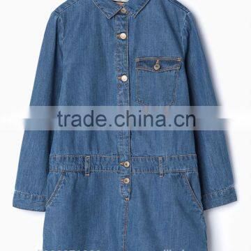 Kids Jeans fashion shirt with curved bottom/ children clothes