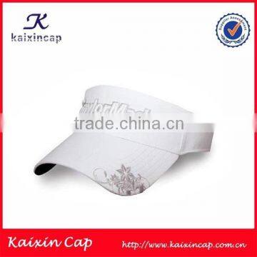 fashion wholesale new design embrodiery white wide brim sun visor hat sun visor cap