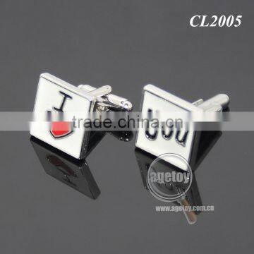 Wedding Date Souvenir Cufflinks Party Guests Gifts I LOVE YOU Red Heart Metal Wedding Cuff Links photo-2