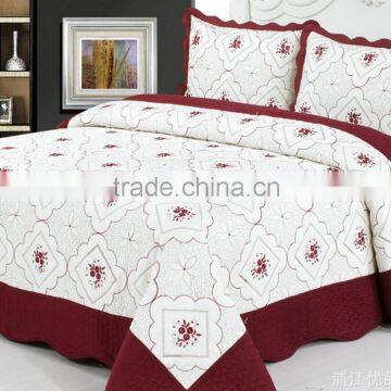 2015 New designs, Microfiber embroidery bedspread bedsheets quilt throw set