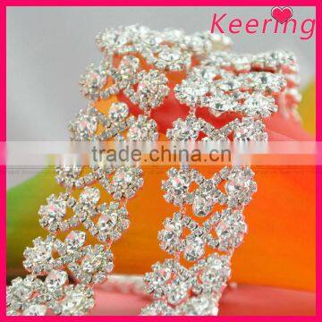 wholesale new clear stone bow-knot shape rhinestone crystal cup chain for dress belt WRC-227