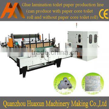 Auto edge trimming bathroom paper equipment embossing rewinding toilet roll machine