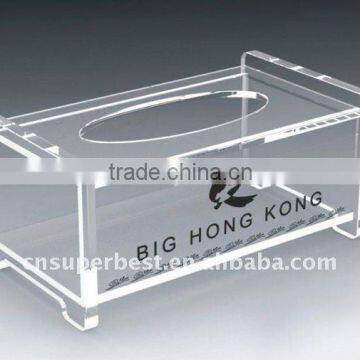 OEM clear acrylic tissue box used in home or hotel