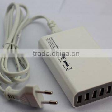 New 6 Ports USB Multi Wall Charger with UK/EU/US/AU Plug White