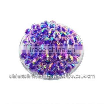 transparent plated AB effect acrylic diamond-cut beads