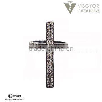 God Ring Cross Ring X mas Ring Diamond Pave Setted Pave Ring Diamond Ring Pray God Ring 925 Solid Sterling Silver