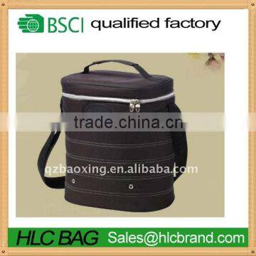 Hot sale round shape portable wine cooler bag black totes