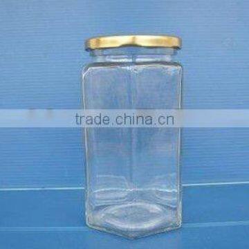 800ml Hexagonal Glass Jars Food Grade Glass Jars