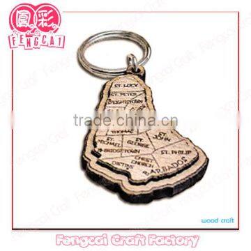 Custom wood souvenir map keycain (wood craft in laser cut & engraving)