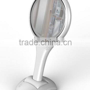 Two-ways using makeup mirror handheld lighting mirror & lighted table mirror with base support