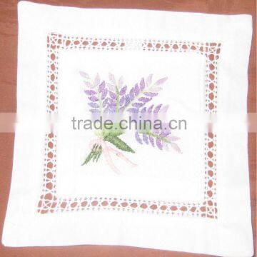 100% Linen Hand Embroidery Pattern Cup Coaster