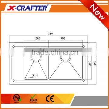 R10 Without Faucet Rectangular SUS 304 Double Bowl Kitchen Sink photo-2