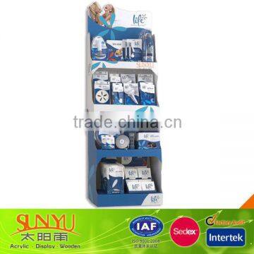 Four tier acrylic floor display rack for advertising