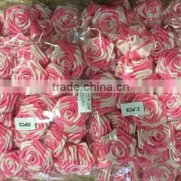 Pink Pure Handmade Ribbon Roses photo-2