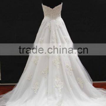 New Beading Lace Appliques Tulle Drapping Belt With Beading Trim Sweetheart Wedding Dress photo-5