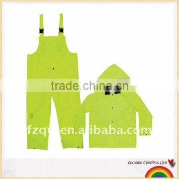 Fluorescent green bib overall rainsuit