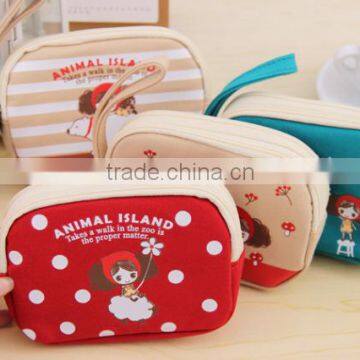 Hot sale pula girl printing canvase coin purse double zippers China supplier
