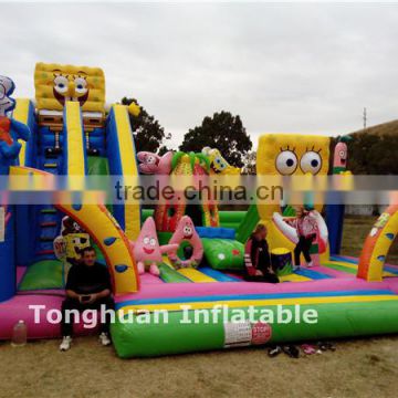 High quality inflatable spongebob fun city, inflatable ground