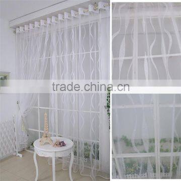 2016 latest white organza curtain fabrics wavy patterns kitchen curtain